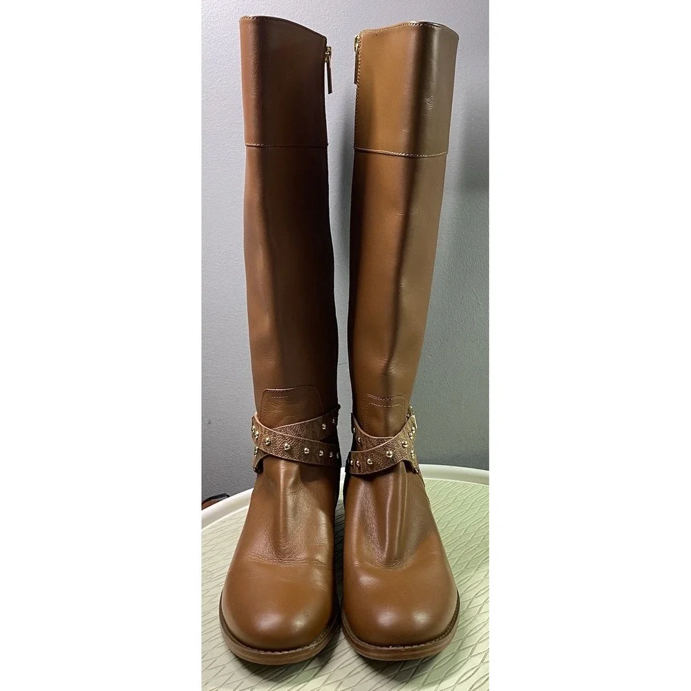 MICHAEL KORS Women's Leather Kincaid Brown Tall Riding Boot Sz. 7 M EUC $225MSP
